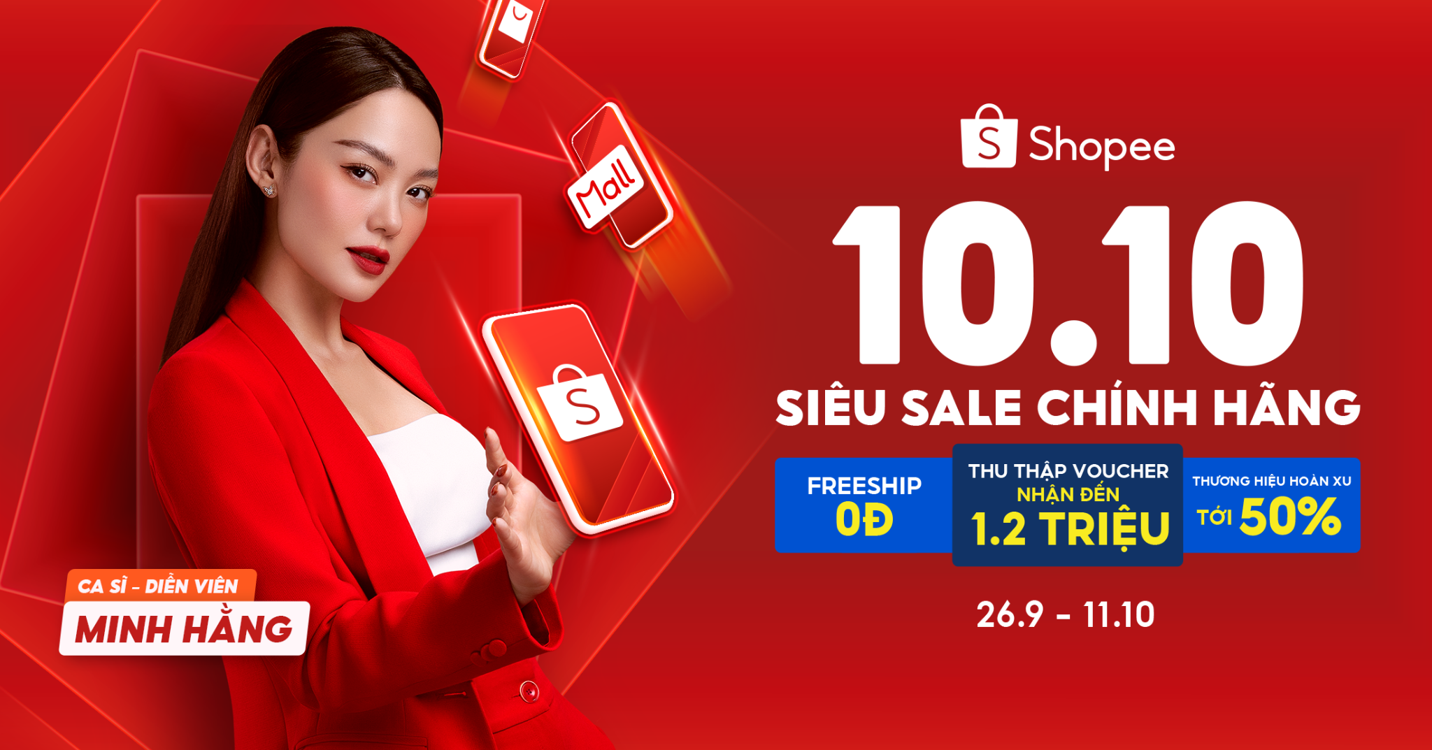 Ca sĩ - Diễn viên Minh Hằng tiếp tục là gương mặt đồng hành cùng Shopee trong chiến dịch mua sắm quy mô lần này.