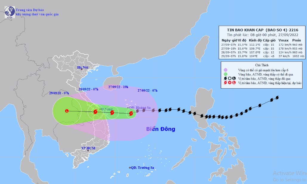 Bão số 4 mạnh lên tiệm cận mức siêu bão, còn cách Đà Nẵng-Quảng Ngãi 360km - 1