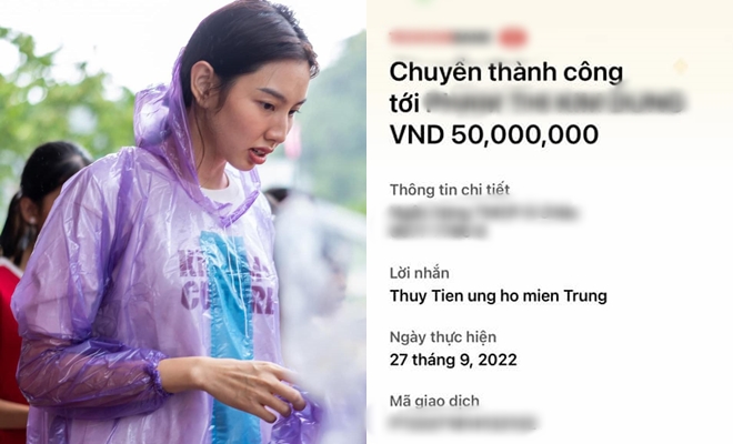 Thùy Tiên chuyển khoản nóng 50 triệu ủng hộ miền Trung