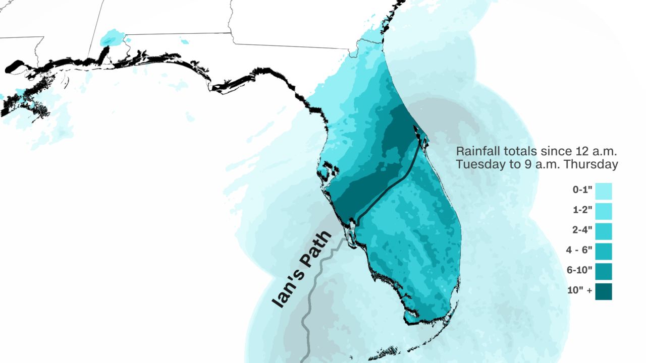 Nhiều khu vực ở Florida trải qua trận mưa "ngàn năm có một" do ảnh hưởng của bao Ian.