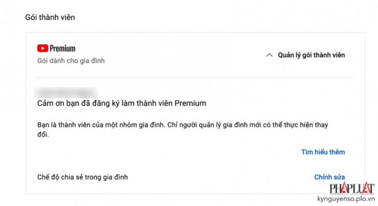 Mua YouTube Premium gói gia đình để tiết kiệm chi phí. Ảnh: TIỂU MINH
