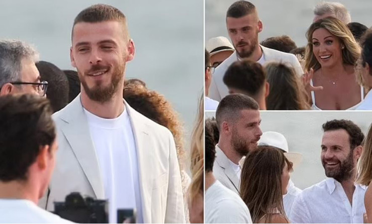 De Gea và vợ sắp cưới Edurne Garcia tiếp khách khứa ở bữa tiệc tại đảo&nbsp;Menorca trước đám cưới của họ