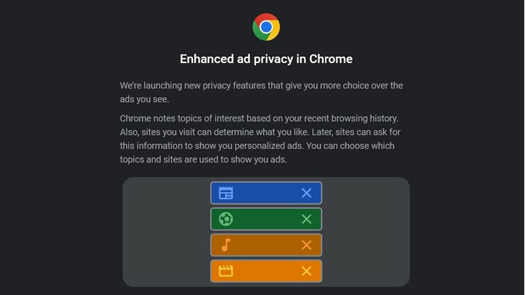 Cửa sổ thông báo về tính năng Privacy Sandbox sắp ra mắt.