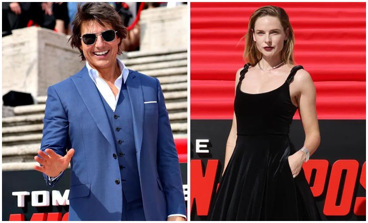 Nữ diễn viên cùng Tom Cruise thoải mái thể hiện tình cảm thân mật trước ống kính.
