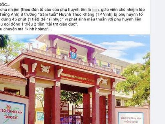 Giáo viên bị tố bắt học sinh đứng 45 phút vì mâu thuẫn tiền 'tài trợ giáo dục', Hiệu trưởng nói gì?