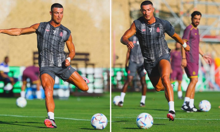 Ronaldo shows his thighs " terrible"  Army day with Al Nassr, flattered by his new teacher - 3