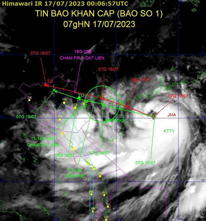 Ảnh mây vệ tinh bão số 1 (Talim) ngày 17-7-2023