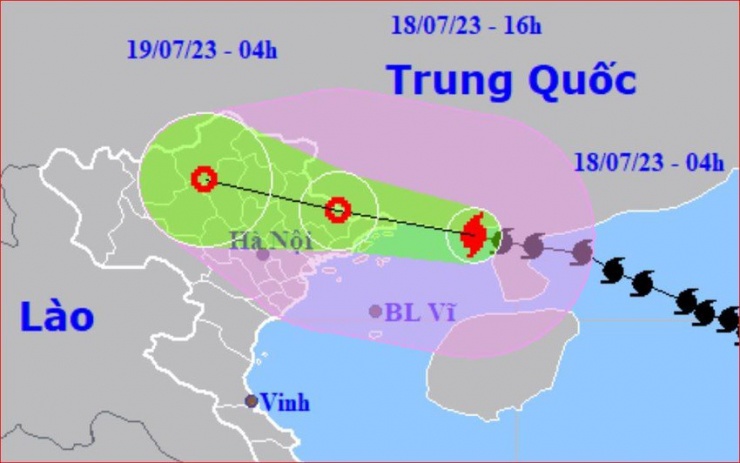 Bản đồ phát kèm tin bão khẩn cấp. Nguồn: Trung tâm Dự báo Khí tượng Thủy văn quốc gia.