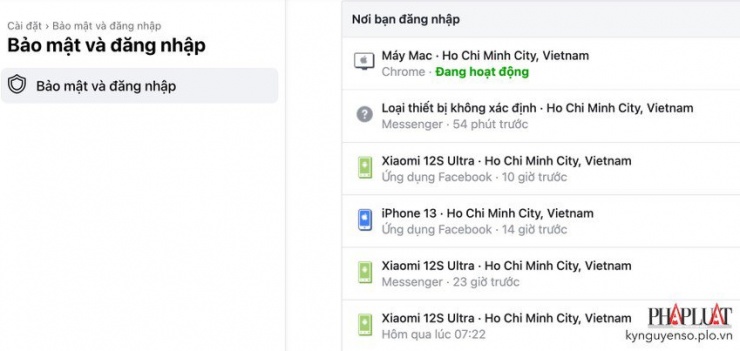 Đăng xuất tài khoản Facebook khỏi các thiết bị lạ. Ảnh: TIỂU MINH