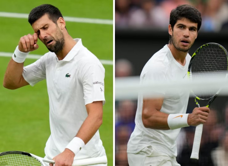 Alcaraz (phải) luôn coi Djokovic (trái) là người giỏi nhất tennis