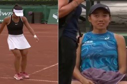 Nữ tay vợt Trung Quốc bật khóc, xin bỏ cuộc vì đối thủ ”giở trò”