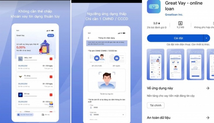 App ứng dụng cho vay nặng lãi.