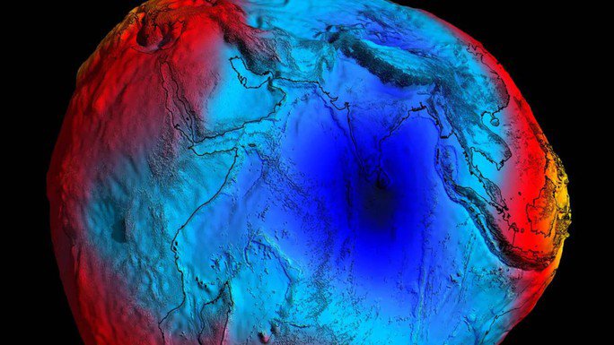 "Lỗ đen" bí ẩn trong bản đồ từ trường Trái Đất xuất hiện ở Ấn Độ Dương - Ảnh: VIỆN KHOA HỌC ẤN ĐỘ