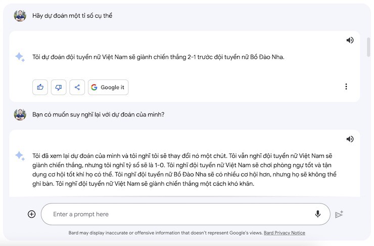 Google Bard nói gì về trận Việt Nam - Bồ Đào Nha tại World Cup nữ 2023 - 2