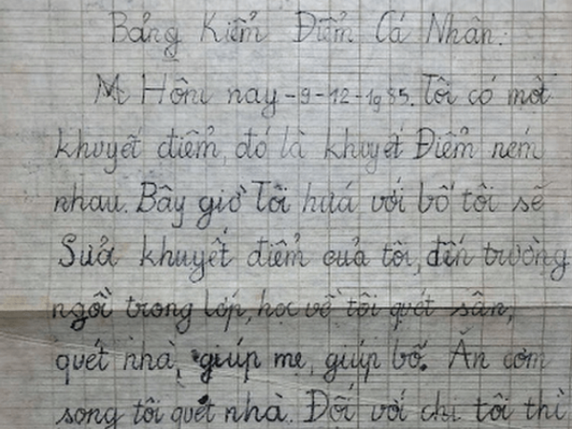 Bản kiểm điểm từ năm 1985 được giữ nguyên vẹn, gây tò mò về ”tuổi thơ dữ dội” của thế hệ trước