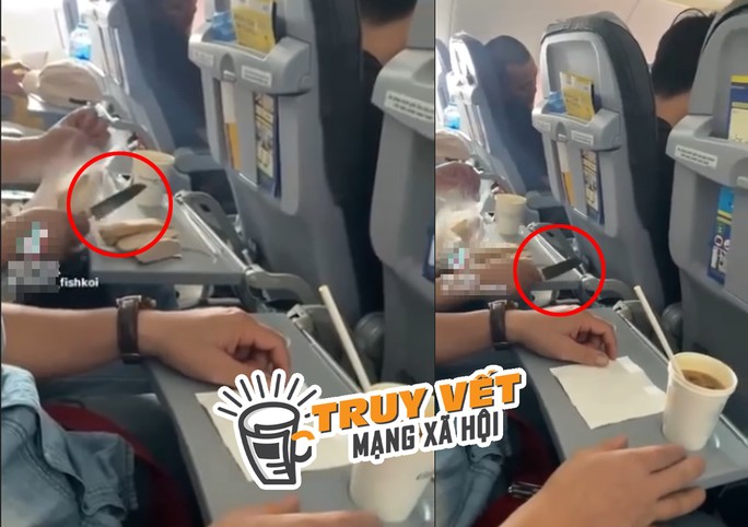 Hành khách vô tư dùng dao gọt trái cây trên máy bay - 1