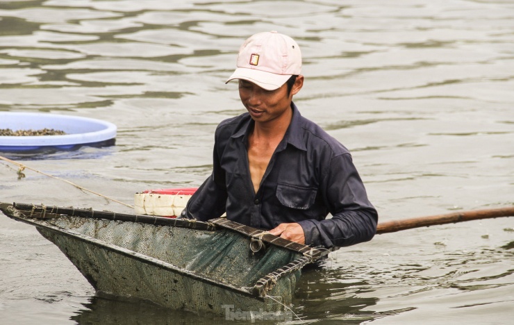 Theo người dân, công việc có phần vất vả , song vẫn tranh thủ lúc trời còn mát đi cào để kiếm thêm thu nhập. Thường ngày những người lao động phải dầm mình dưới nước từ sớm đến khoảng 8 - 9 giờ sáng để cào hến. (Ảnh: Trương Định)