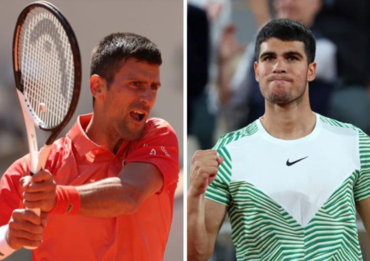 Djokovic (trái) có thể bị Alcaraz (phải) bỏ xa sau Rogers Cup 2023