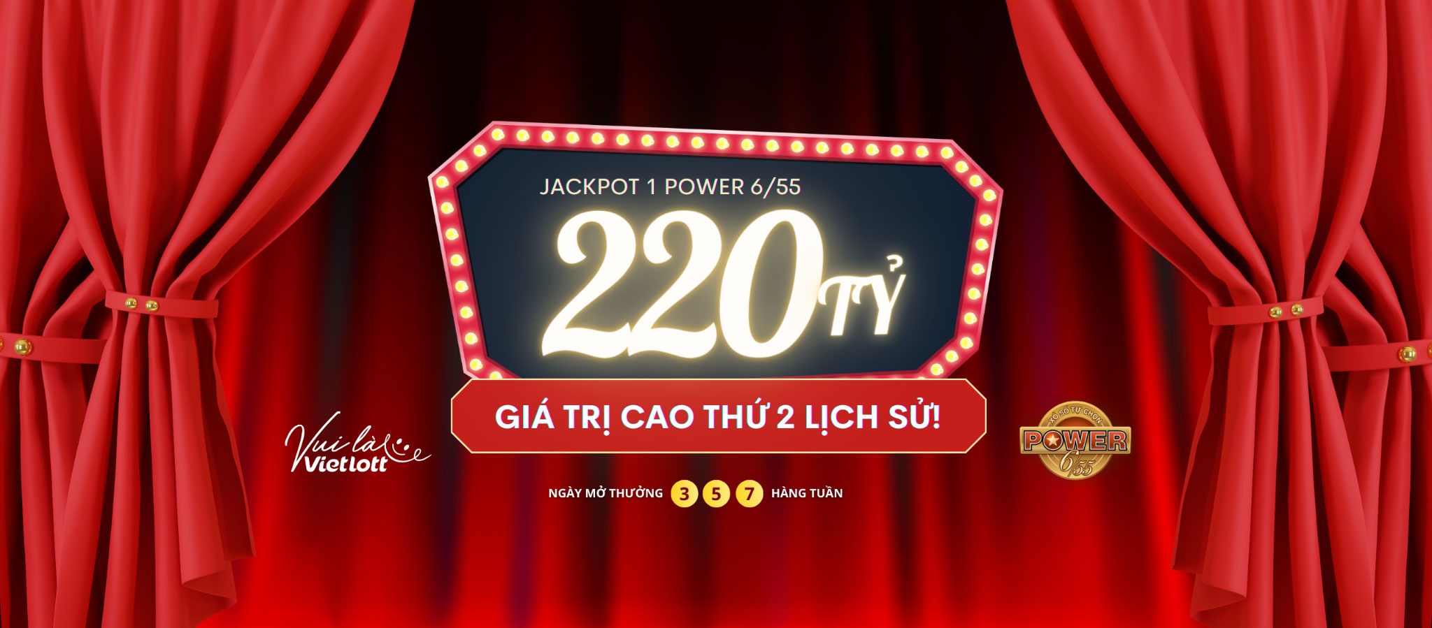 Giải Jackpot 1 - Power 6/55 trị giá 220 tỷ đồng đang chờ người chơi trên Vietlott SMS và các điểm bán vé trực tiếp