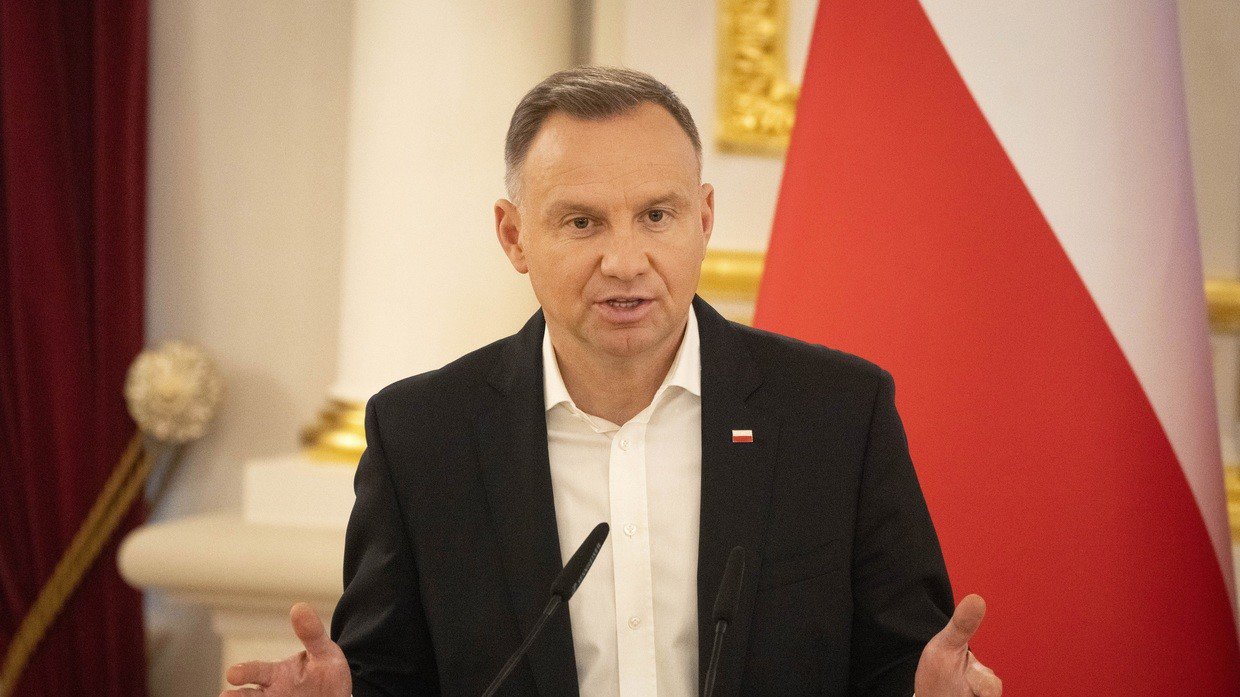 Tổng thống Ba Lan Andrzej Duda phát biểu tại một cuộc họp báo ở Kiev, Ukraine vào ngày 28/6/2023.