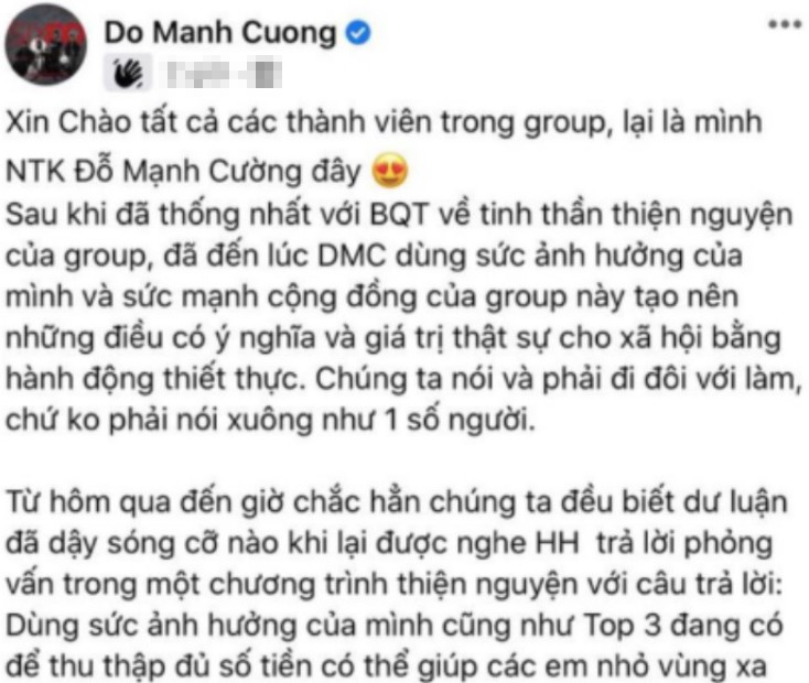 NTK Đỗ Mạnh Cường cam kết minh bạch giữa ồn ào kêu gọi từ thiện trong group anti-fan Ý Nhi - 1