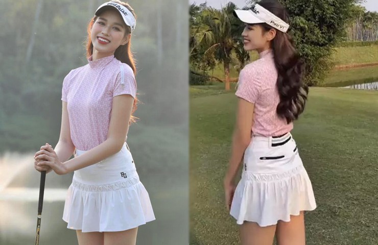 Cô khéo léo tạo dáng trên sân golf để cho ra những bộ ảnh tuyệt đẹp.&nbsp;
