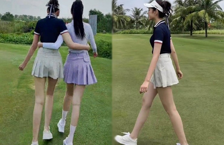 Gần đây, Đỗ Thị Hà và Thanh Thủy cũng gây chú ý khi diện váy ngắn ra sân đánh golf.&nbsp;

&nbsp;
