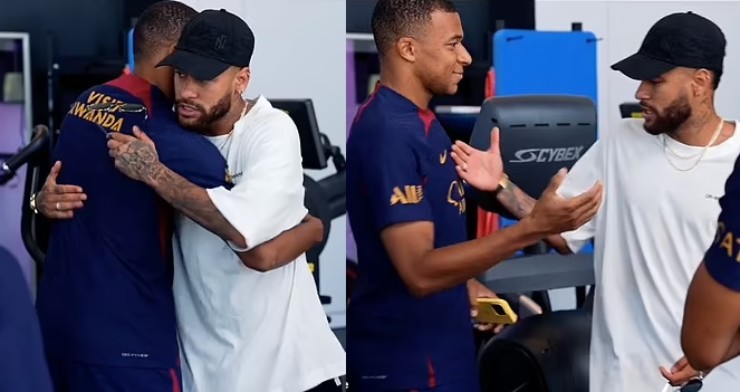 Nhiều fan cho rằng Neymar lộ vẻ gượng gạo khi đối diện Mbappe