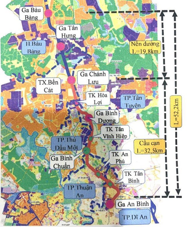 Dự kiến vị trí đường sắt sẽ đi qua