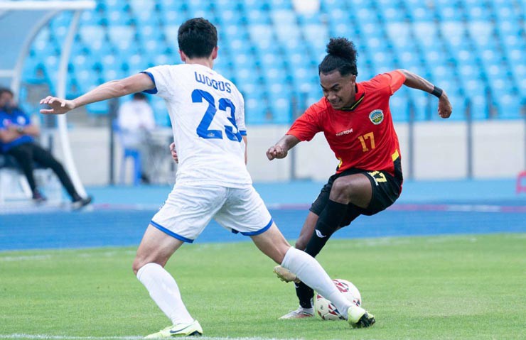 Trận đấu giữa U23 Indonesia với U23 Timor Leste diễn ra căng thẳng