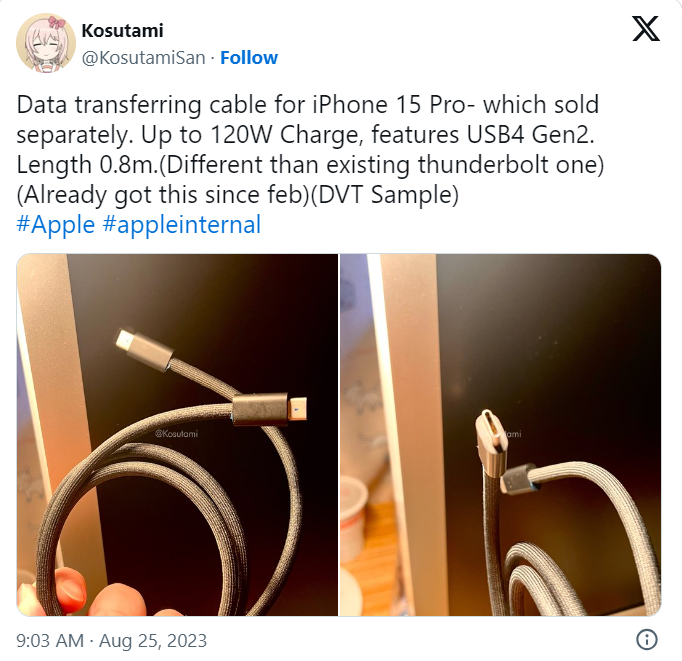 Tin đồn về cáp USB- C của iPhone 15 Series.