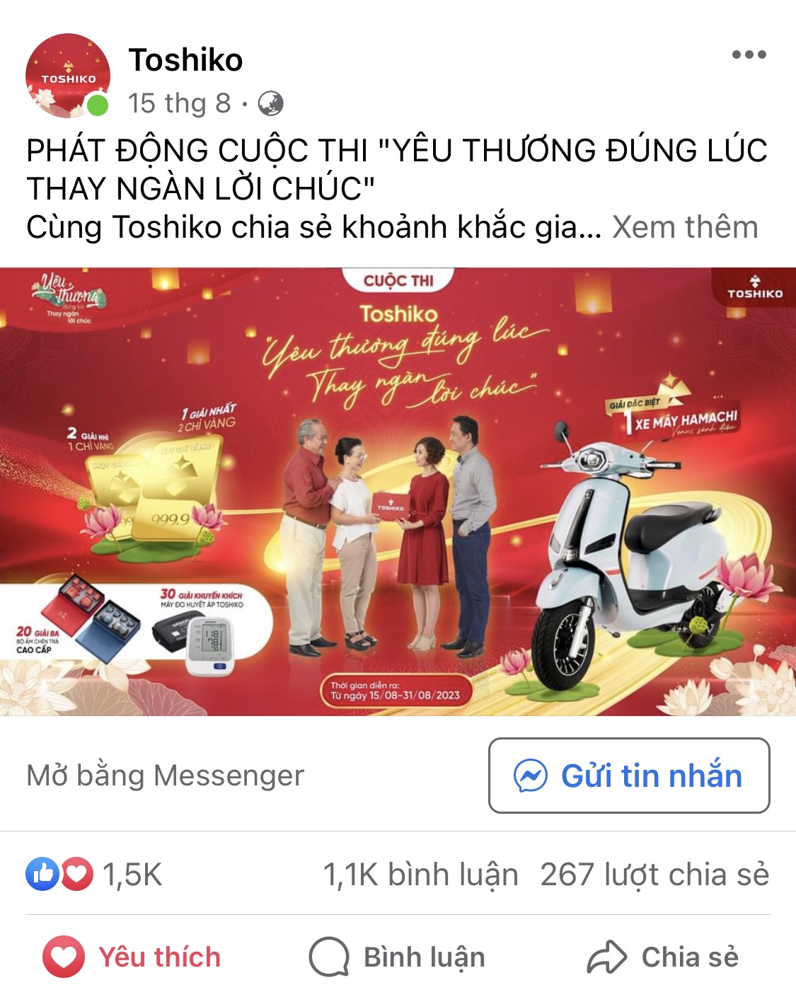 Trúng xe máy điện 25 triệu khi đồng hành cùng Toshiko mùa Vu Lan - 3