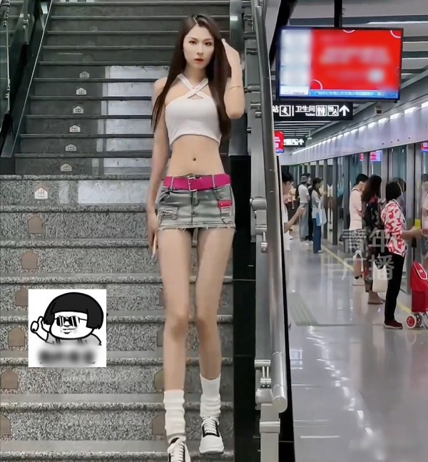 Cô gái xinh đẹp mặc áo croptop, váy siêu ngắn đi tàu điện ngầm, có người khen kẻ chê - 1