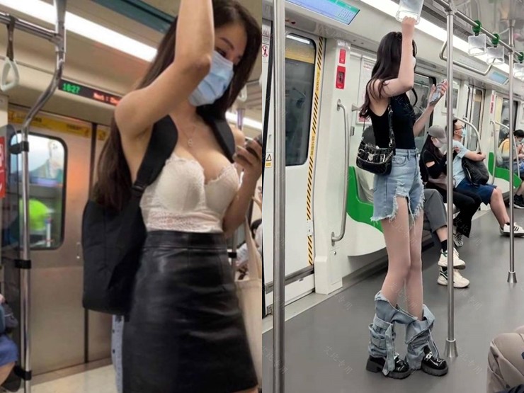 Cô gái xinh đẹp mặc áo croptop, váy siêu ngắn đi tàu điện ngầm, có người khen kẻ chê - 5