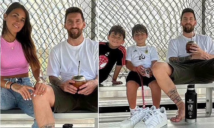 Messi thư giãn bên vợ và các con trước trận đấu với Nashville vào sáng mai