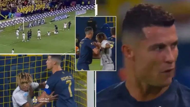 Ronaldo bực tức với trọng tài sau khi bàn thắng bị từ chối
