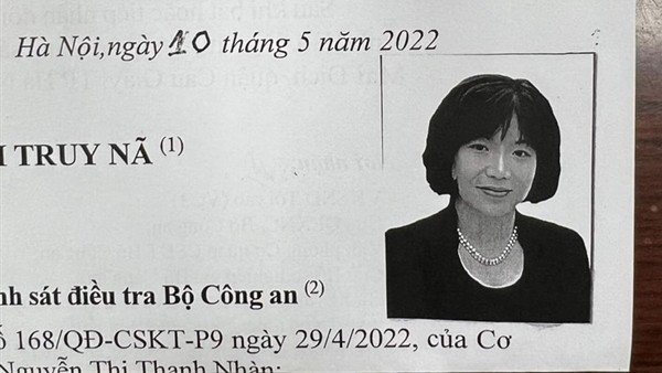 Bị can Nguyễn Thị Thanh Nhàn bỏ trốn ra nước ngoài, cơ quan điều tra đã ra lệnh truy nã đặc biệt.