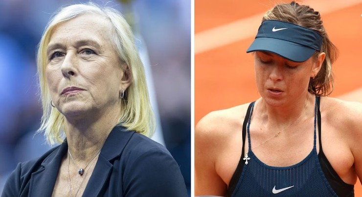 Navratilova (bên trái) bức xúc khi Sharapova (bên phải) có mặt trong danh sách đề cử tay vợt vĩ đại nhất lịch sử đơn nữ