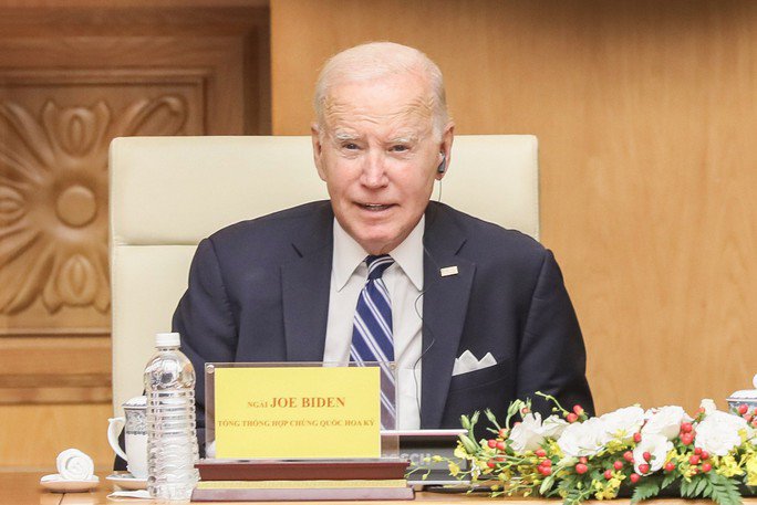 Tổng thống Mỹ Joe Biden phát biểu tại Hội nghị. Ảnh: Hoàng Triều