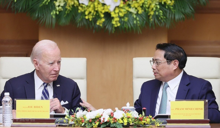 Tổng thống Mỹ Joe Biden và Thủ tướng Phạm Minh Chính dự Hội nghị cấp cao Việt Nam - Hoa Kỳ về Đầu tư và Đổi mới sáng tạo. Ảnh: TTXVN