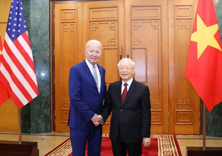 Tổng Bí thư Nguyễn Phú Trọng và Tổng thống Joe Biden. Ảnh: TTXVN