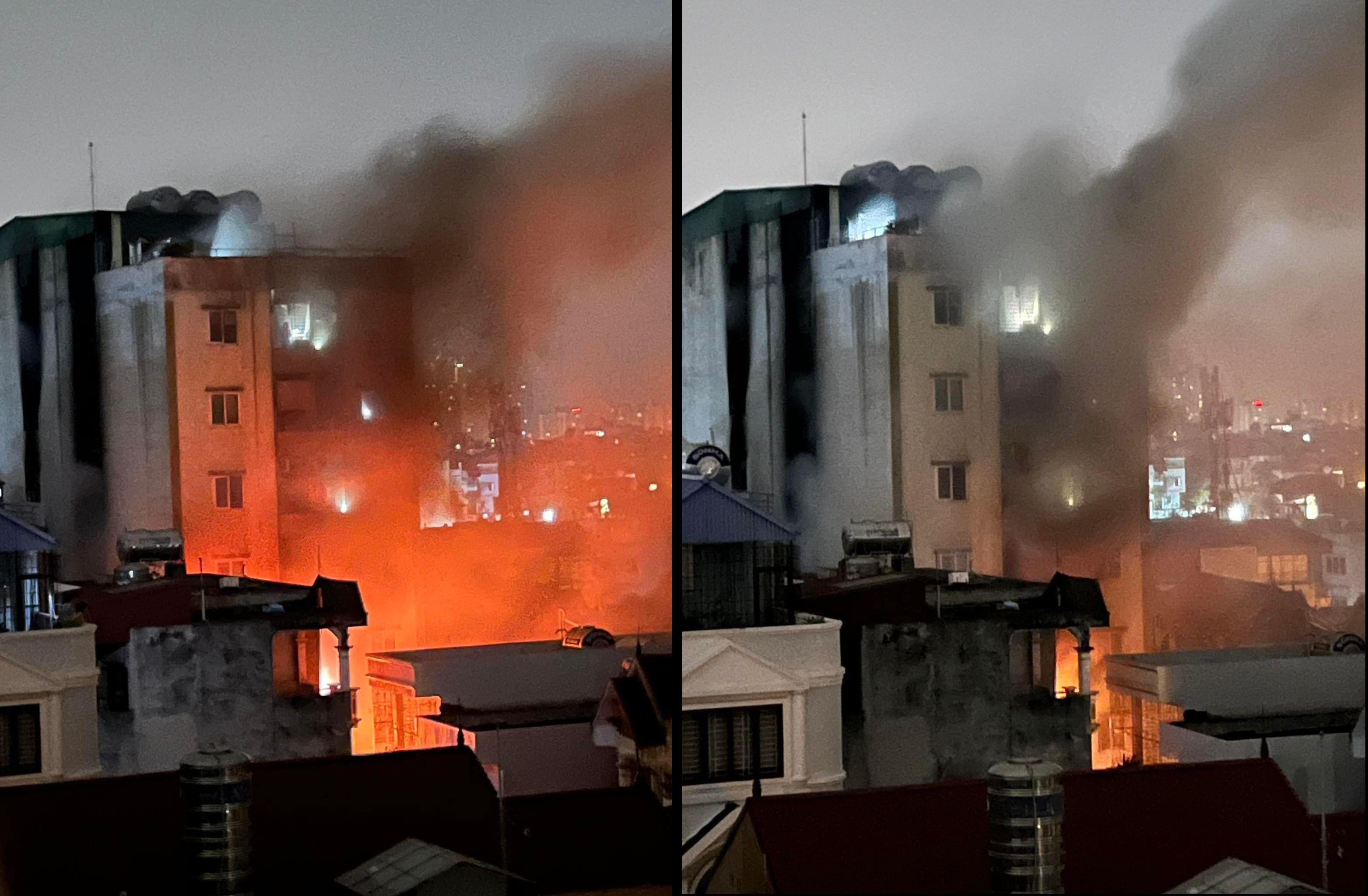 Hà Nội: Cháy lớn tại chung cư mini, nhiều người mắc kẹt, cảnh sát xuyên đêm giải cứu - 1