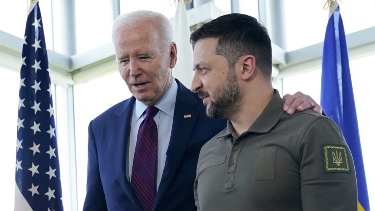 Ông Zelensky gặp Tổng thống Mỹ Joe Biden bên lề hội nghị thượng đỉnh G7 ở Nhật Bản vào ngày 21/5/2023.