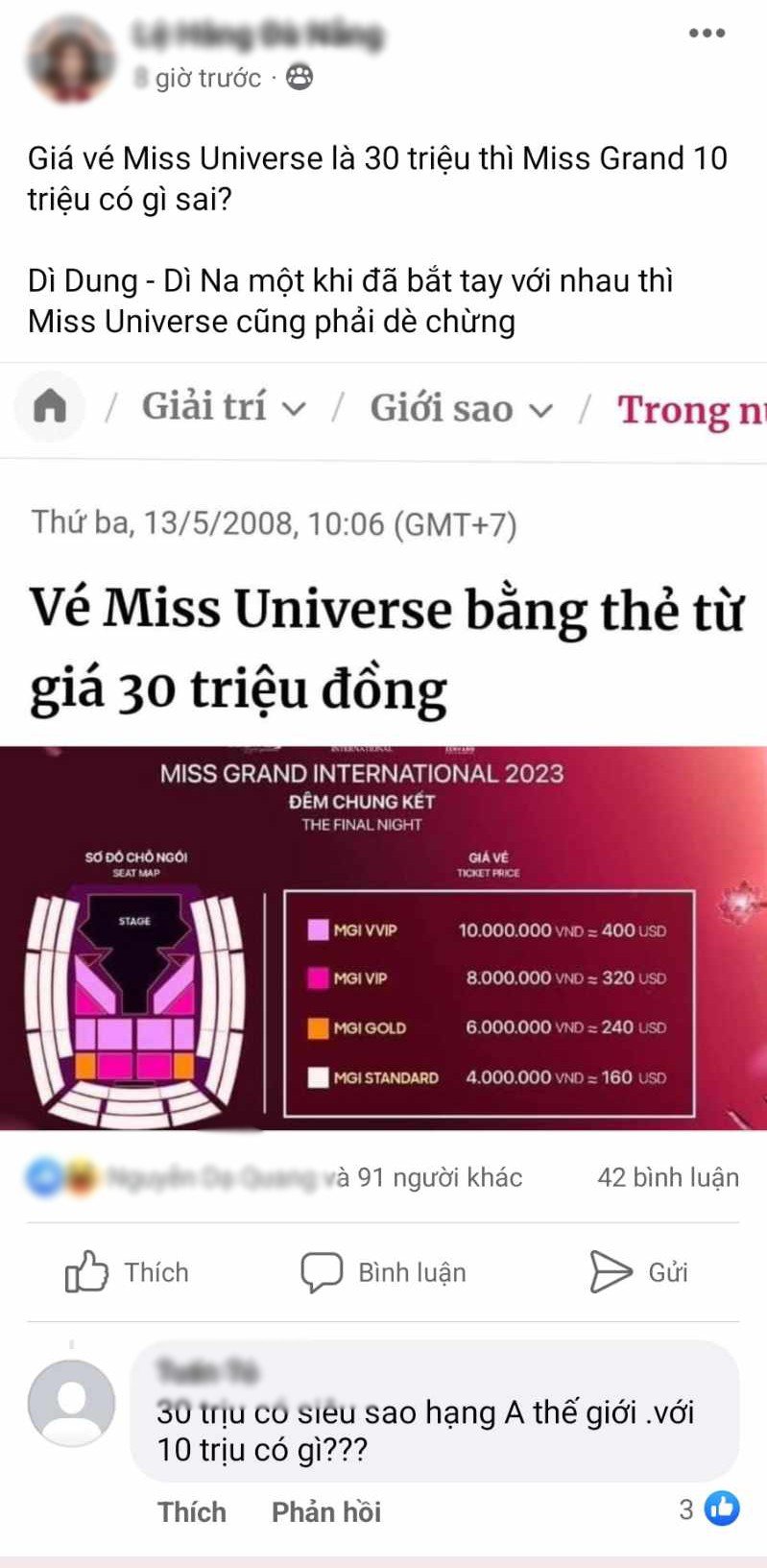 Vé chung kết MGI ở Việt Nam là 10 triệu đồng bị chê 