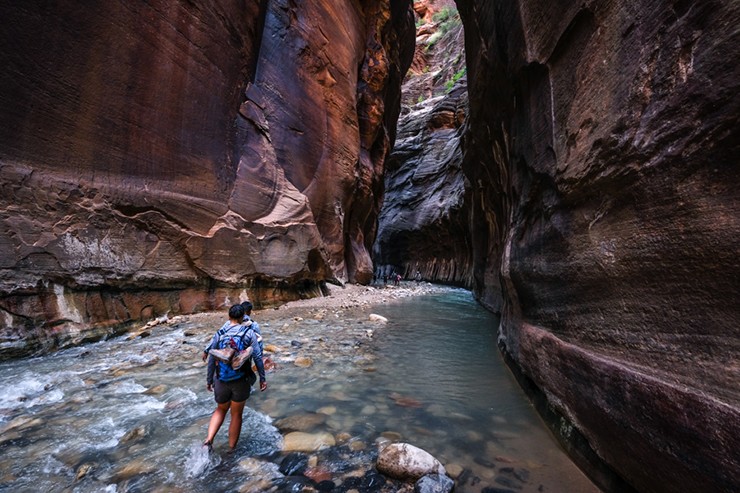 The Narrows: Đây&nbsp;là một hẻm núi khổng lồ với những bức tường cao hàng nghìn mét và dòng sông Virgin chảy qua. Narrows dành cho mọi cấp độ thể lực vì bạn không cần phải đi bộ đến cuối hẻm núi. Bạn có thể dừng bước và quay lại bất cứ khi nào, vì thế Narrows đang trở nên cực kỳ nổi tiếng.
