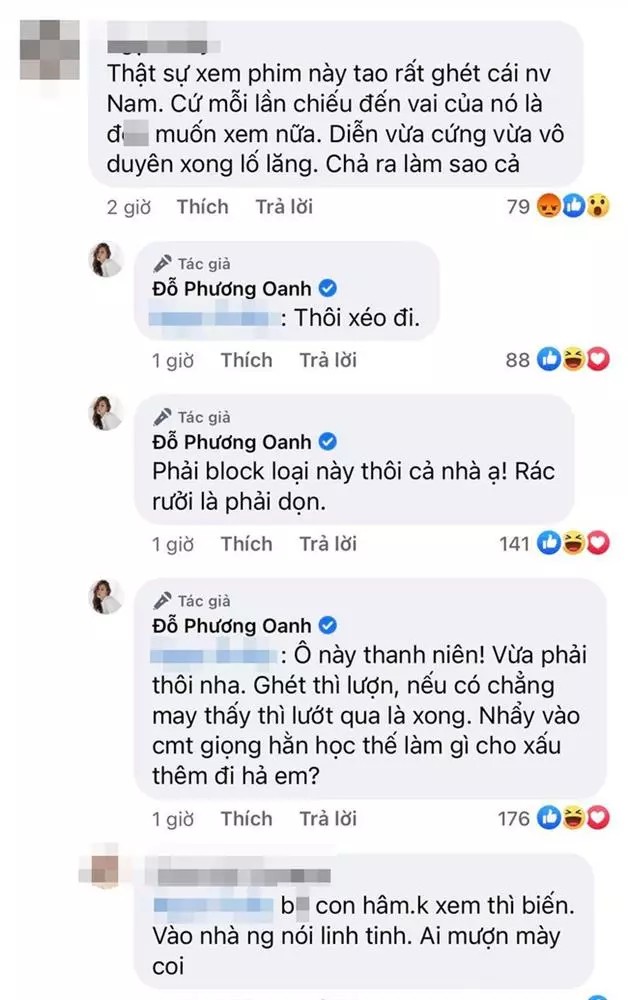 Phương Oanh nhiều lần "đốp chát" với khán giả.