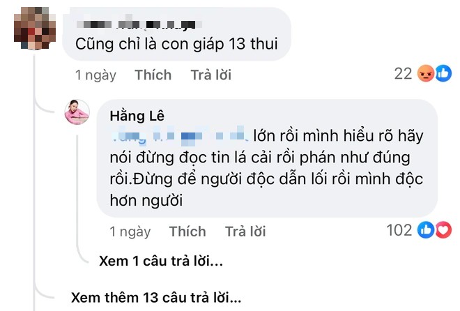 "Bé Beo" cũng tỏ thái độ, quan điểm khi một netizen gán cho cô là "con giáp thứ 13"