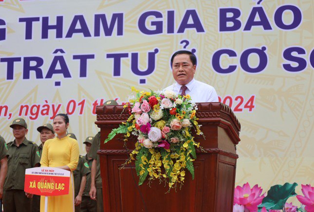 Chủ tịch UBND tỉnh Lạng Sơn Hồ Tiến Thiệu mong muốn lực lượng tham gia bảo vệ ANTT ở cơ sở hoàn thành mọi nhiệm vụ được giao. Ảnh: Duy Chiến