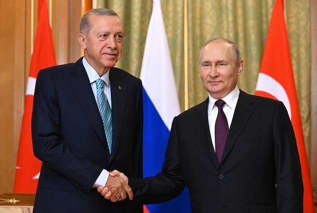 Ông Erdogan và ông Putin trong một sự kiện ở Nga vào tháng 9/2023. Ảnh: Reuters