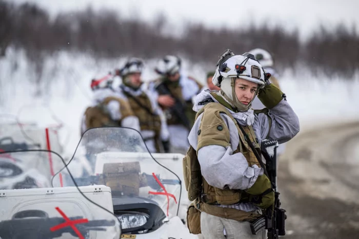 Binh sĩ Lực lượng Vệ binh Quốc gia Na Uy tham gia cuộc tập trận ở Alta (Na Uy). Ảnh: AFP
